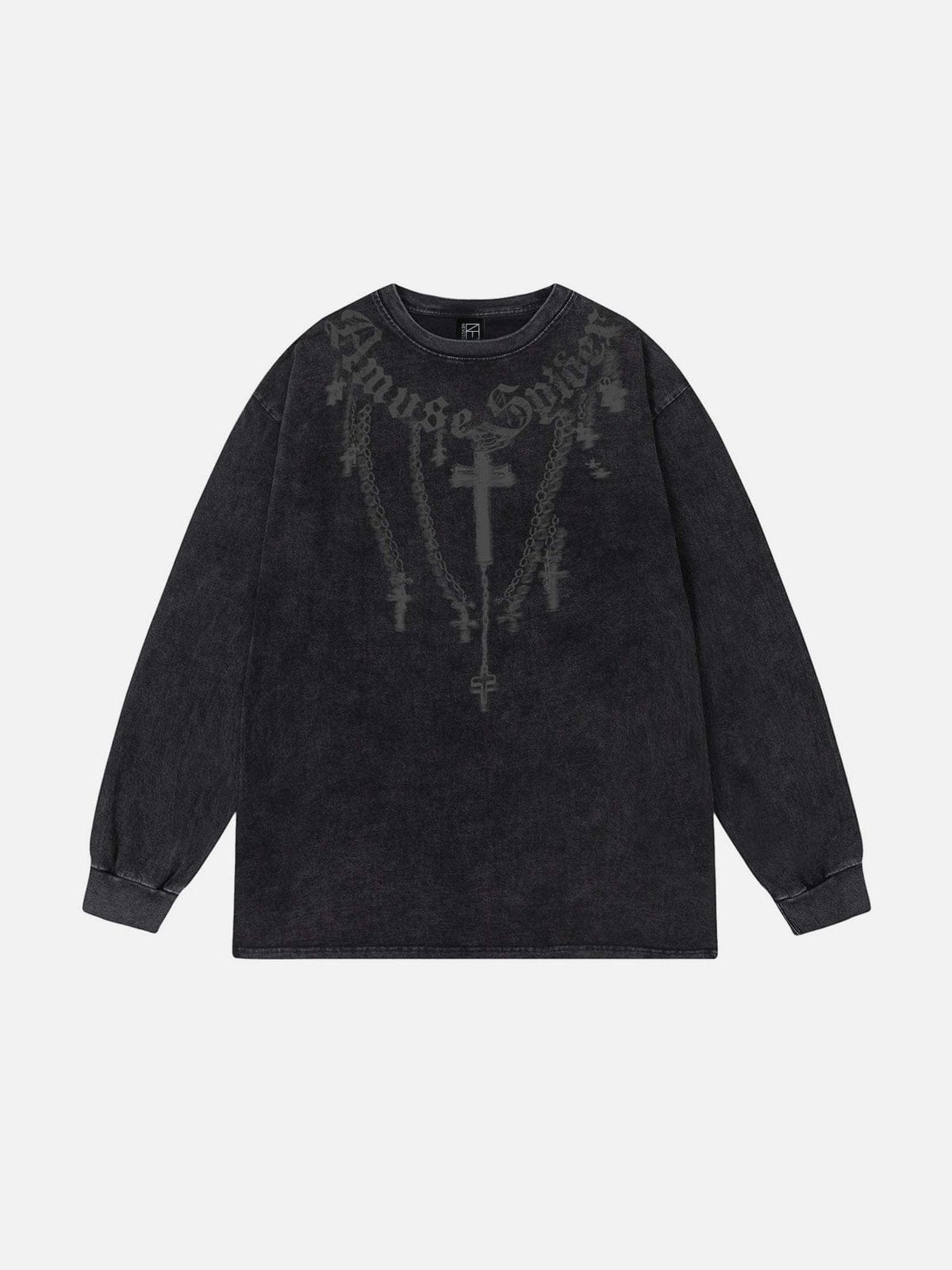 NEV Crucifix Print Washed Sweatshirt