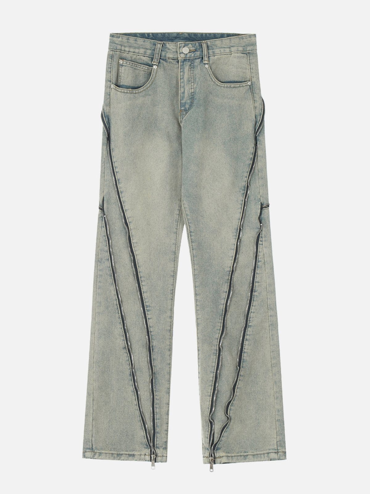 NEV Symmetrical Multi-Zip Deconstructed Jeans