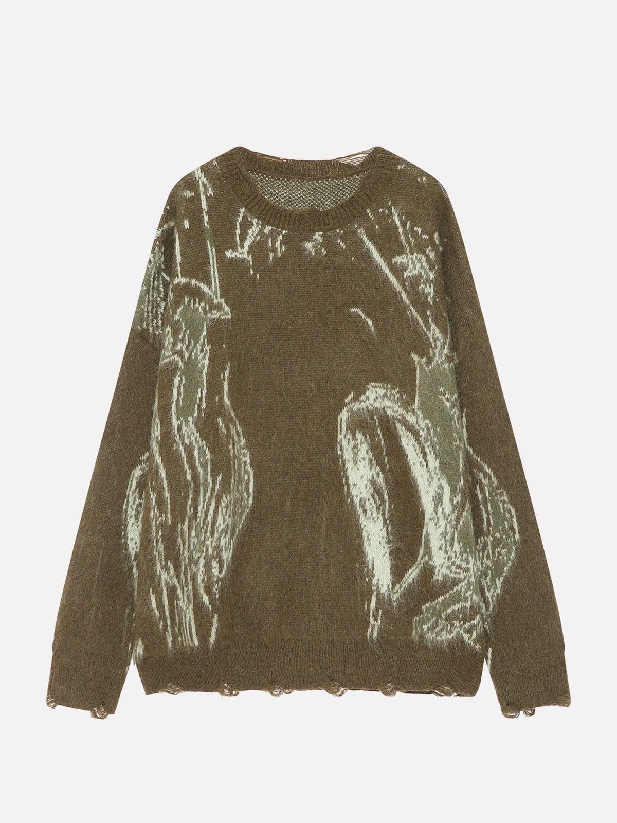 NEV Distressed Abstract Design Sweater