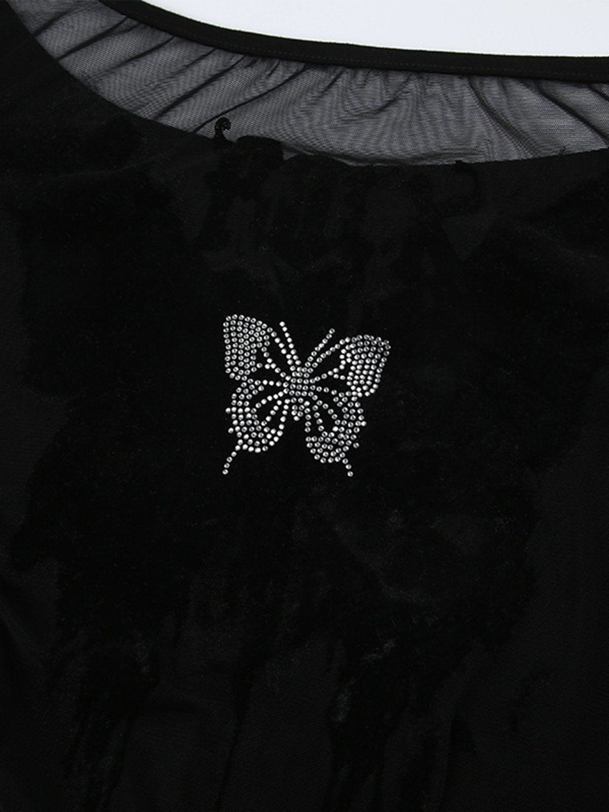 NEV Butterfly Jacquard Diamond Mesh Bodysuit