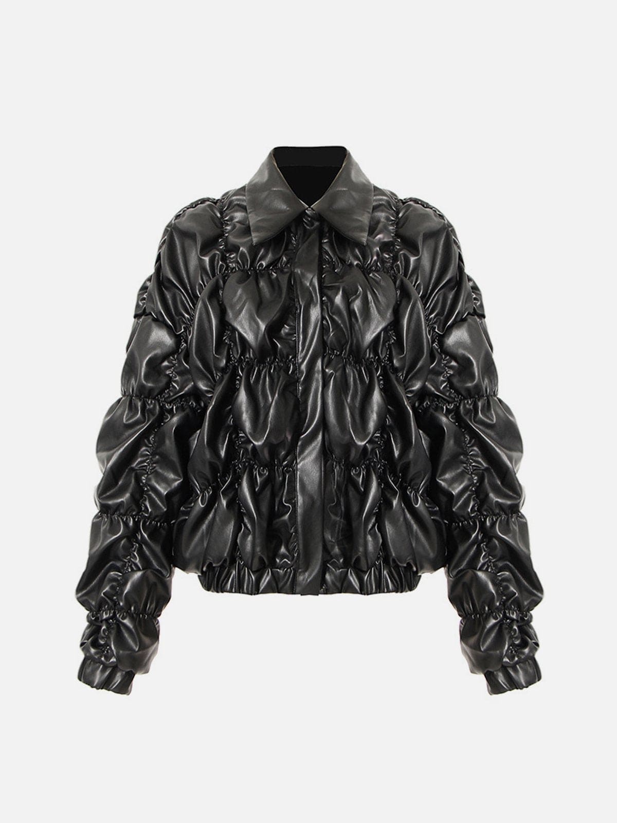 NEV Wrinkle Lapel Faux Leather Jacket
