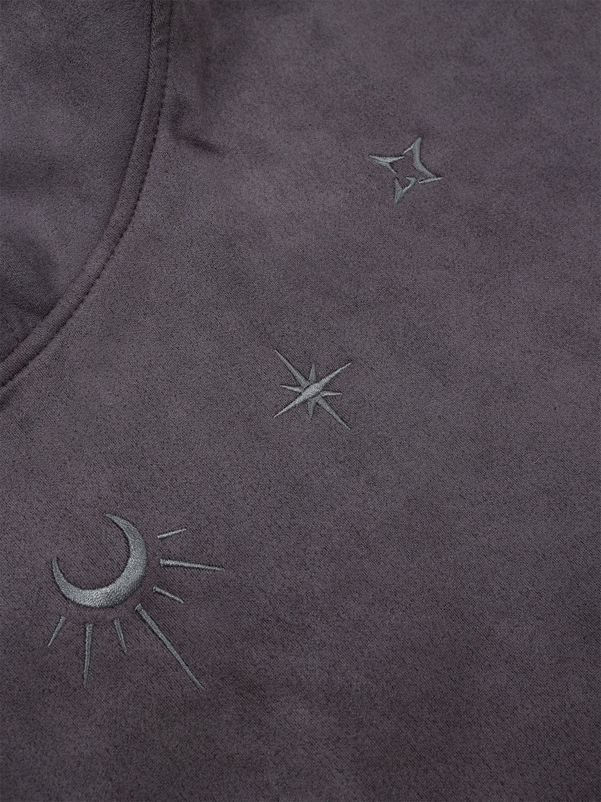 NEV Embroidery Suede Moon Stars Hoodie