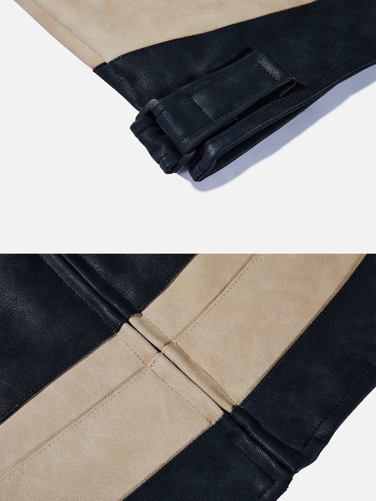 NEV Structured Line Patchwork Leather Jacket