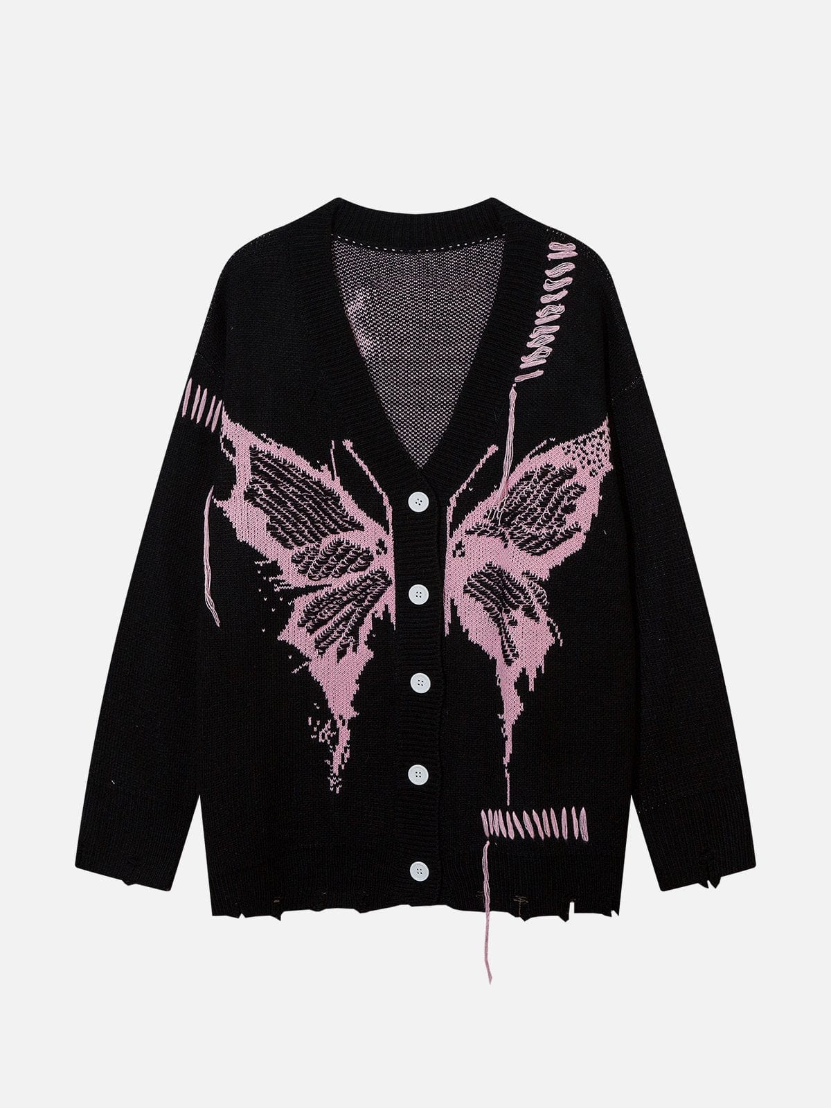 NEV Butterfly Graphic Jacquard Sweaters Cardigan