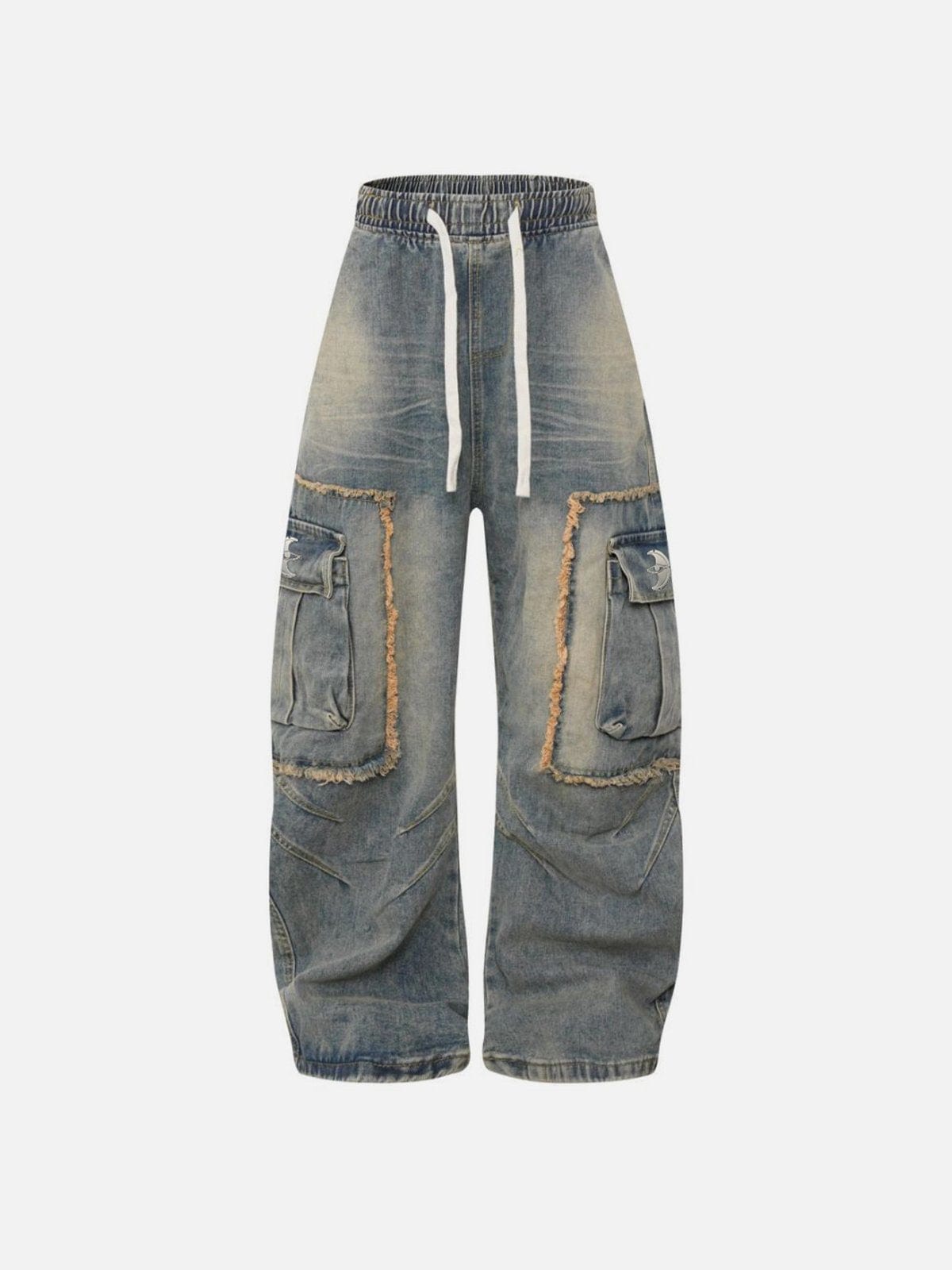 NEV Fringe Big Pocket Washed Barrel Jeans