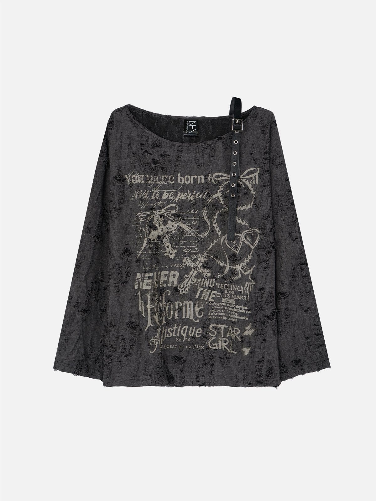 NEV Distressed Print Sweatshirt