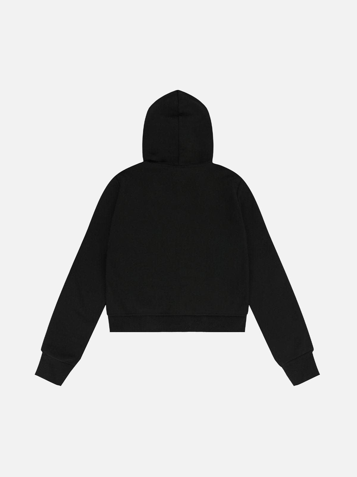 NEV Cropped Slant Zip Up Hoodie