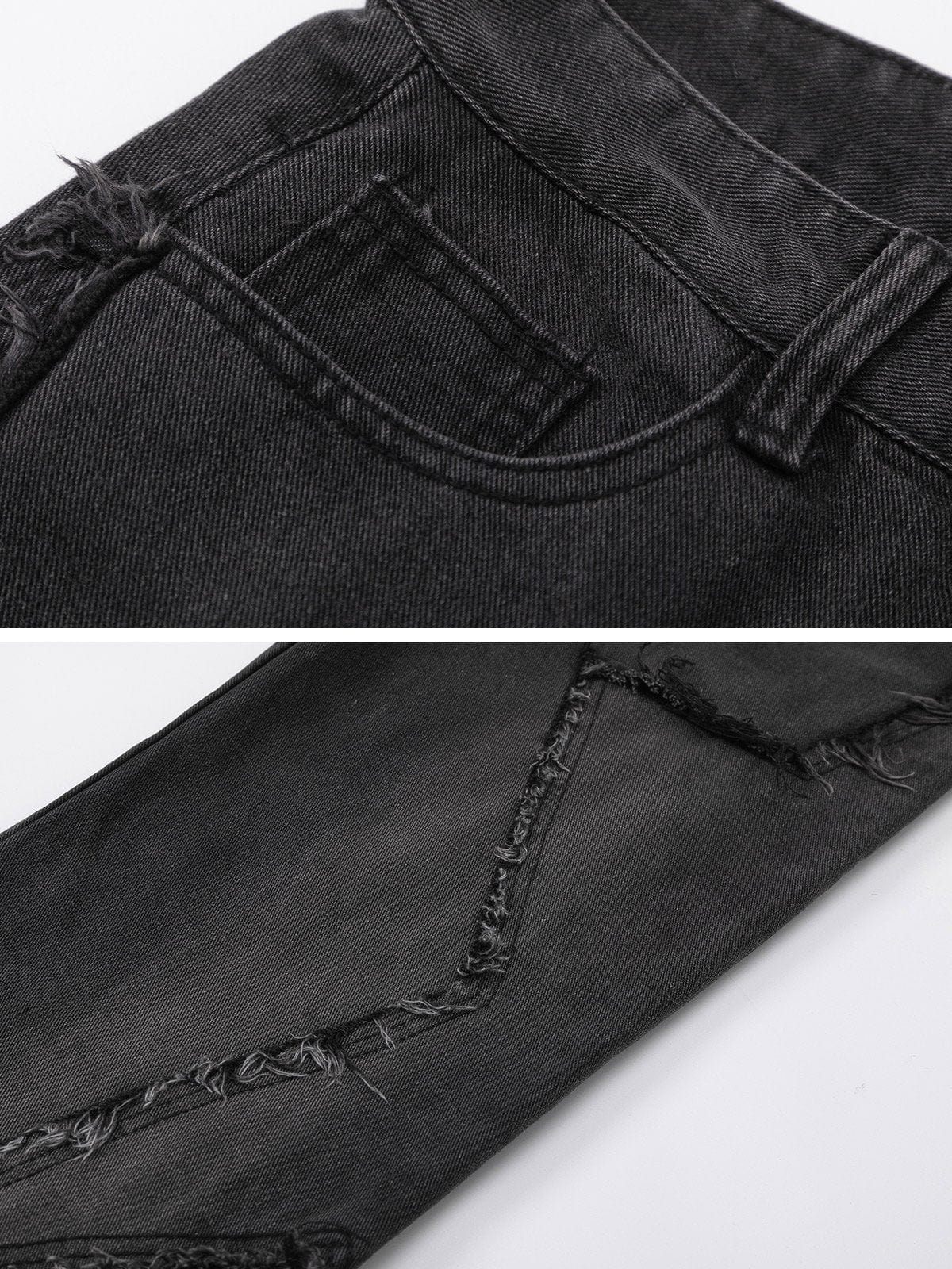 NEV Star Symmetrical Raw Edge Splicing Jeans