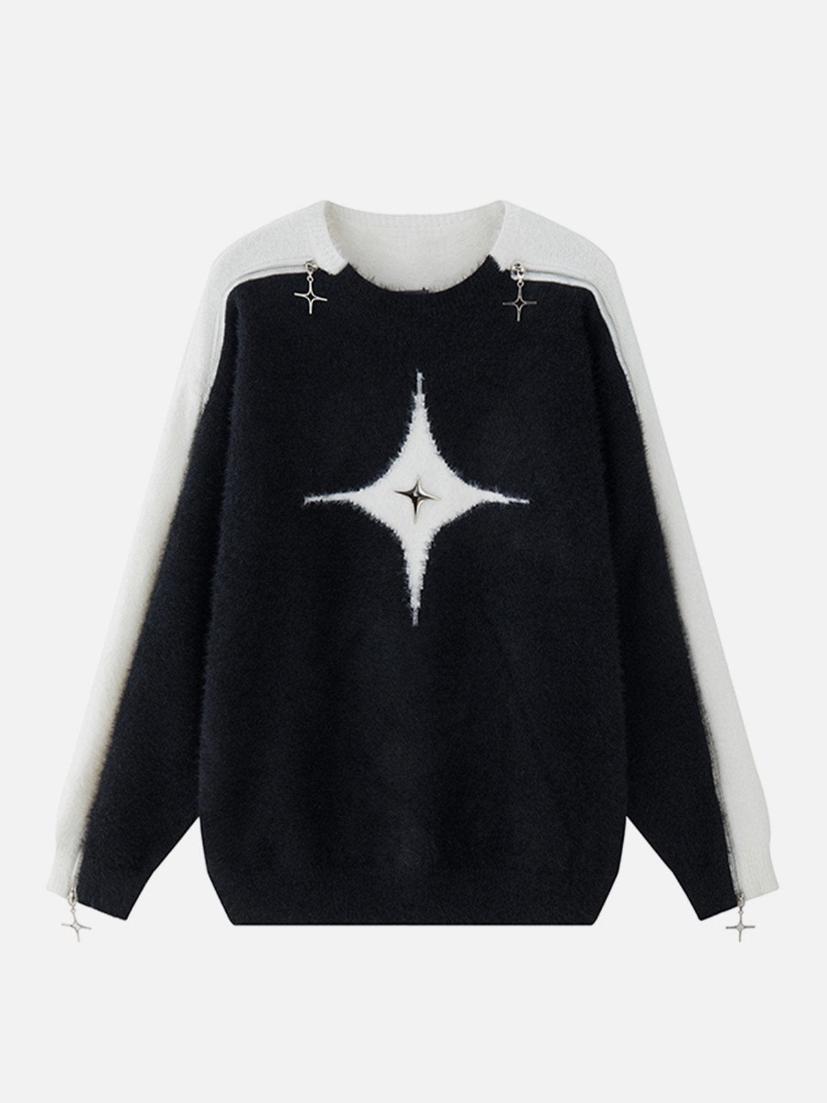 NEV Deconstruct Multiple Zippers Star Sweater