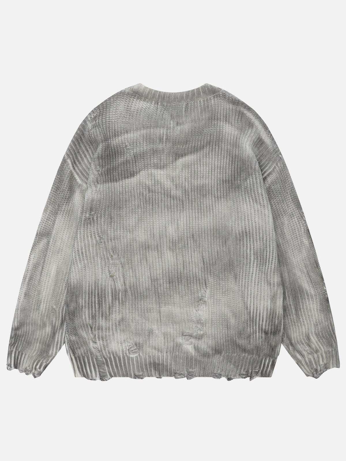 NEV Distressed Hole Ribbed Sweater