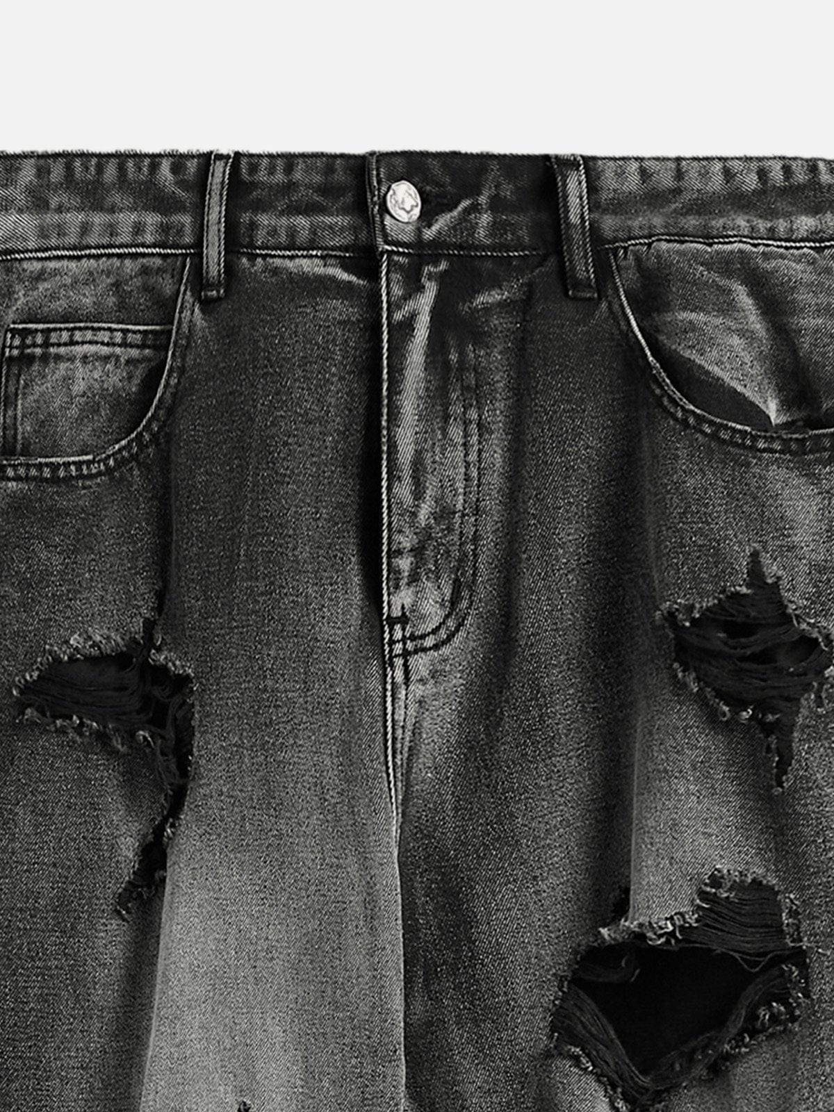 NEV Distressed Washed Ripped Jeans