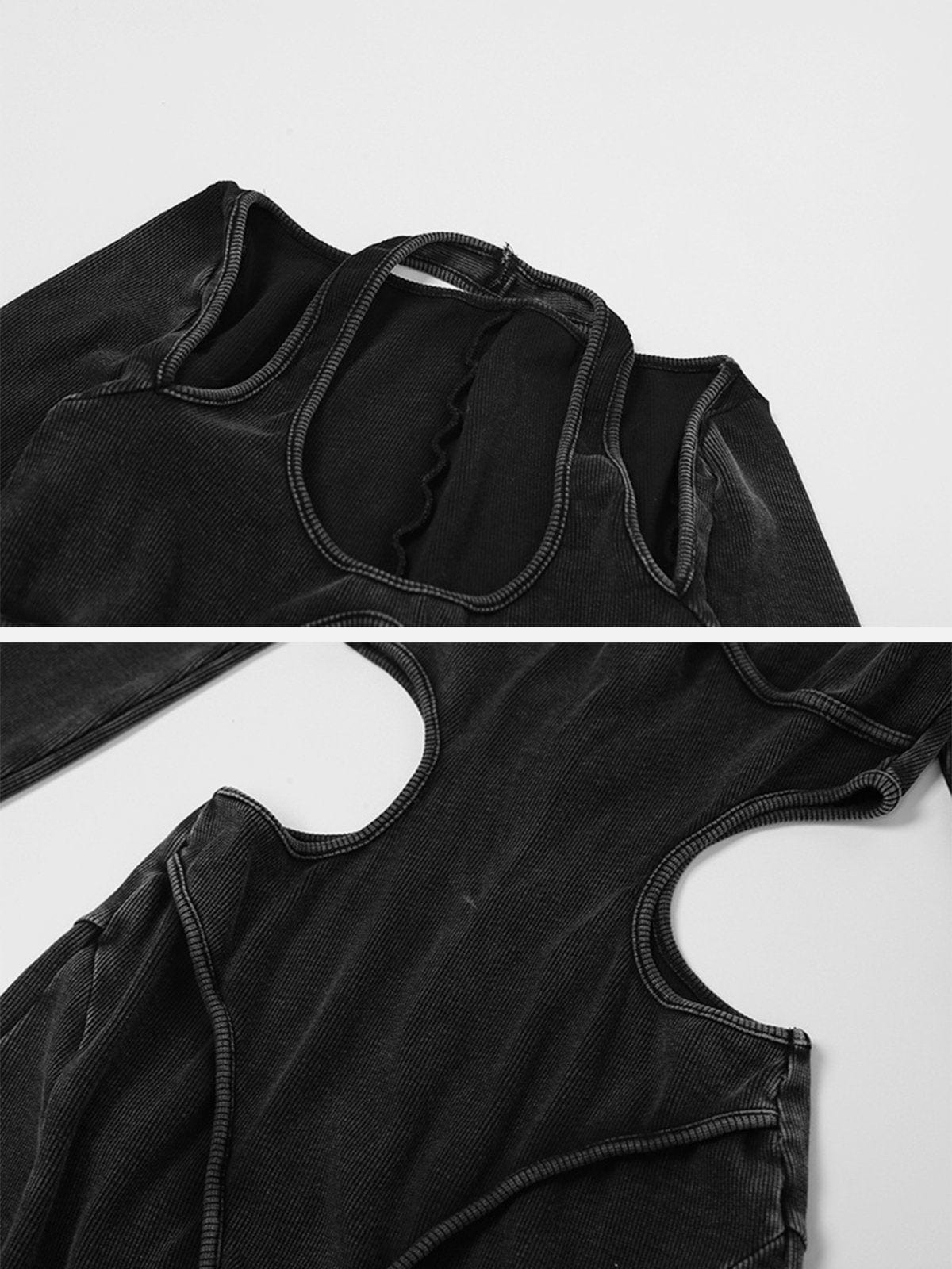 NEV Halterneck Low Neck Cutout Long Sleeve Bodysuit