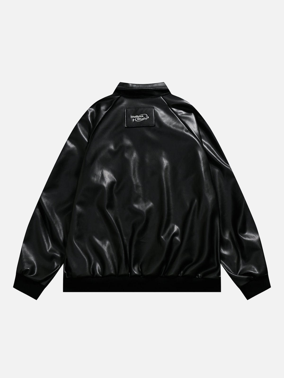 NEV Symmetrical Reflective Line Leather Jacket