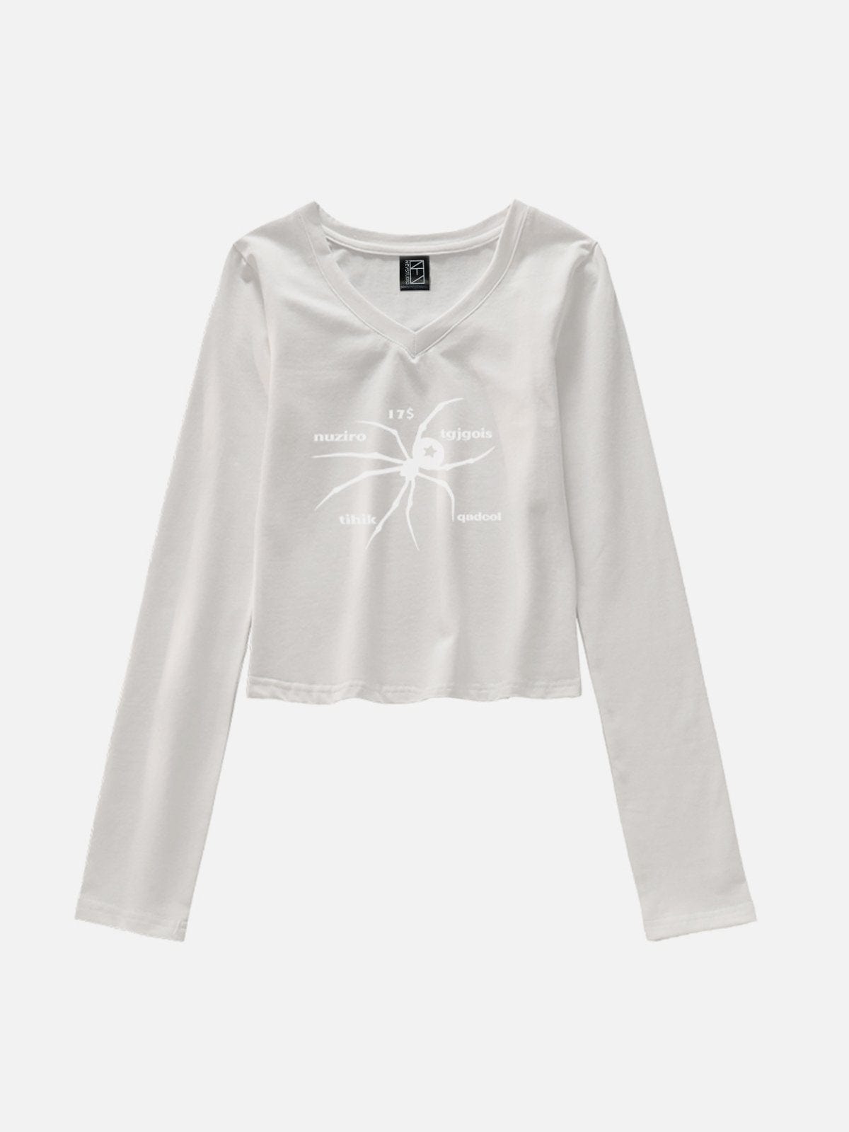 NEV Spider Letter Print Long Sleeve Tee