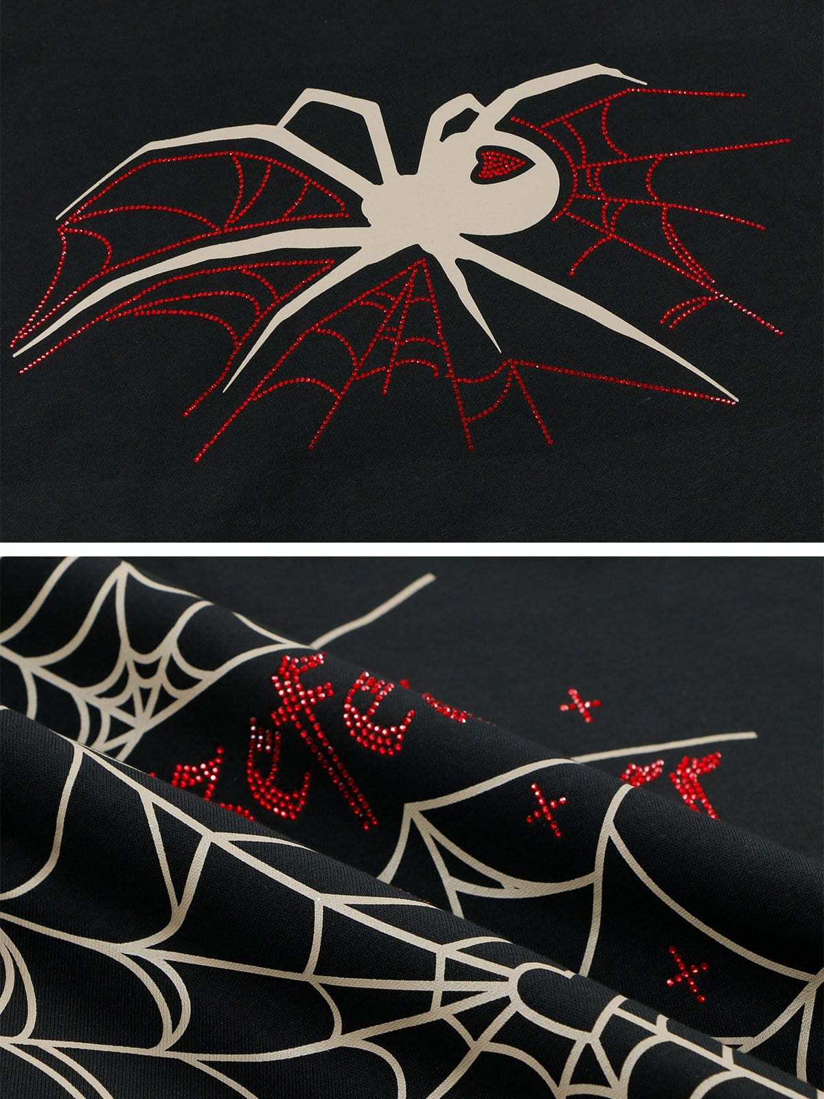 NEV Spider Hotfix Rhinestones Print Hoodie