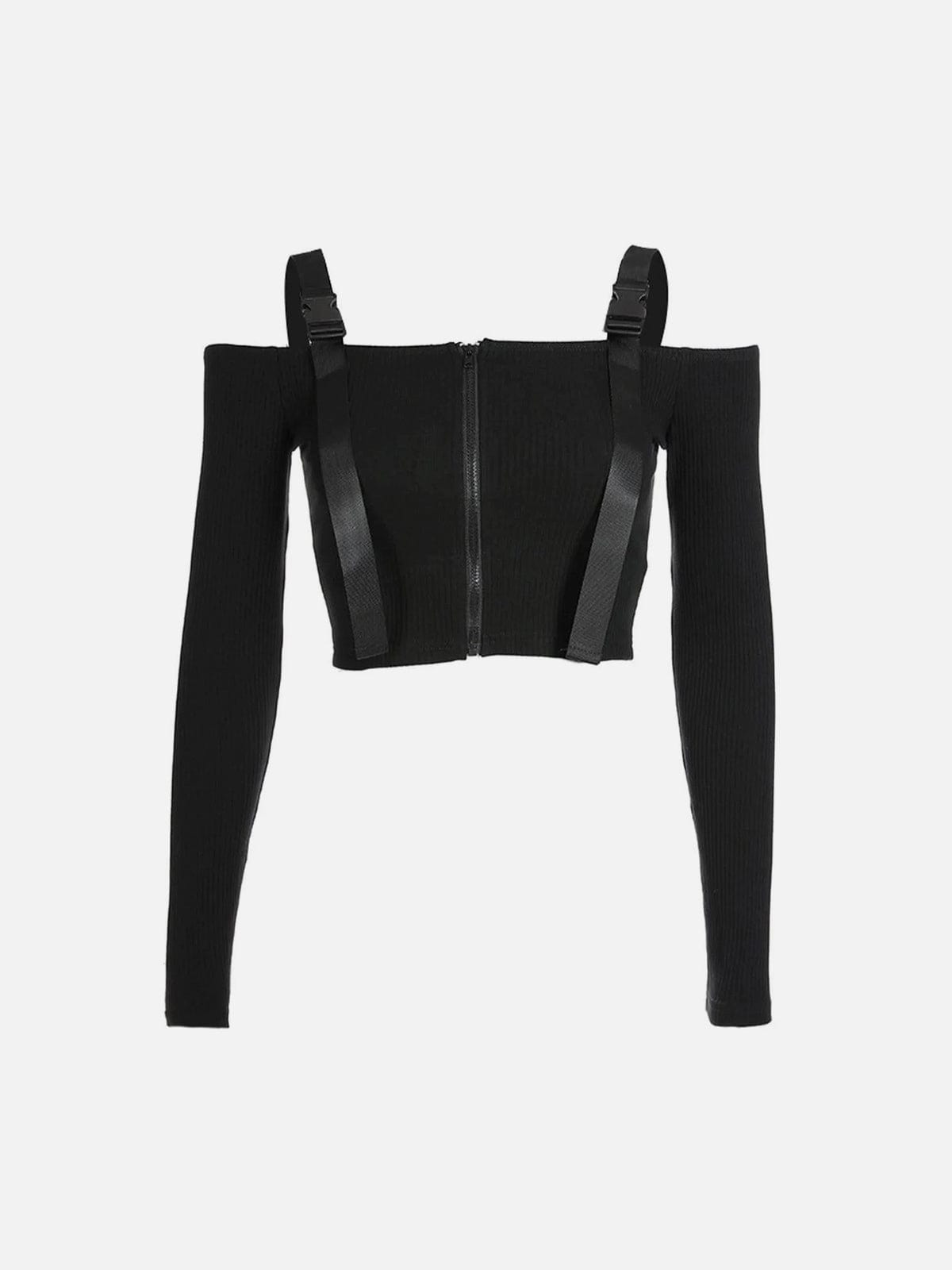 NEV Ribbons Buckle Strap Cardigan Long-sleeved Crop Top – nevstudio