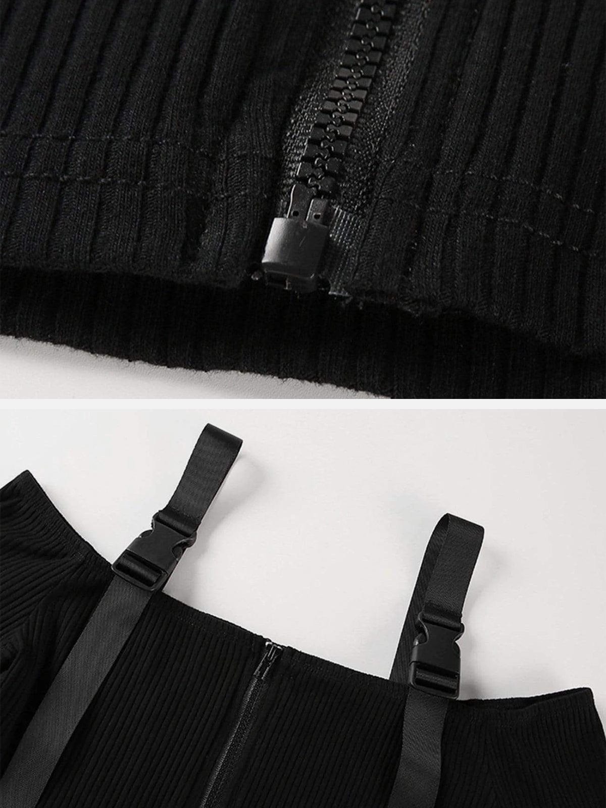 Ribbons Buckle Strap Cardigan Long-sleeved Crop Top