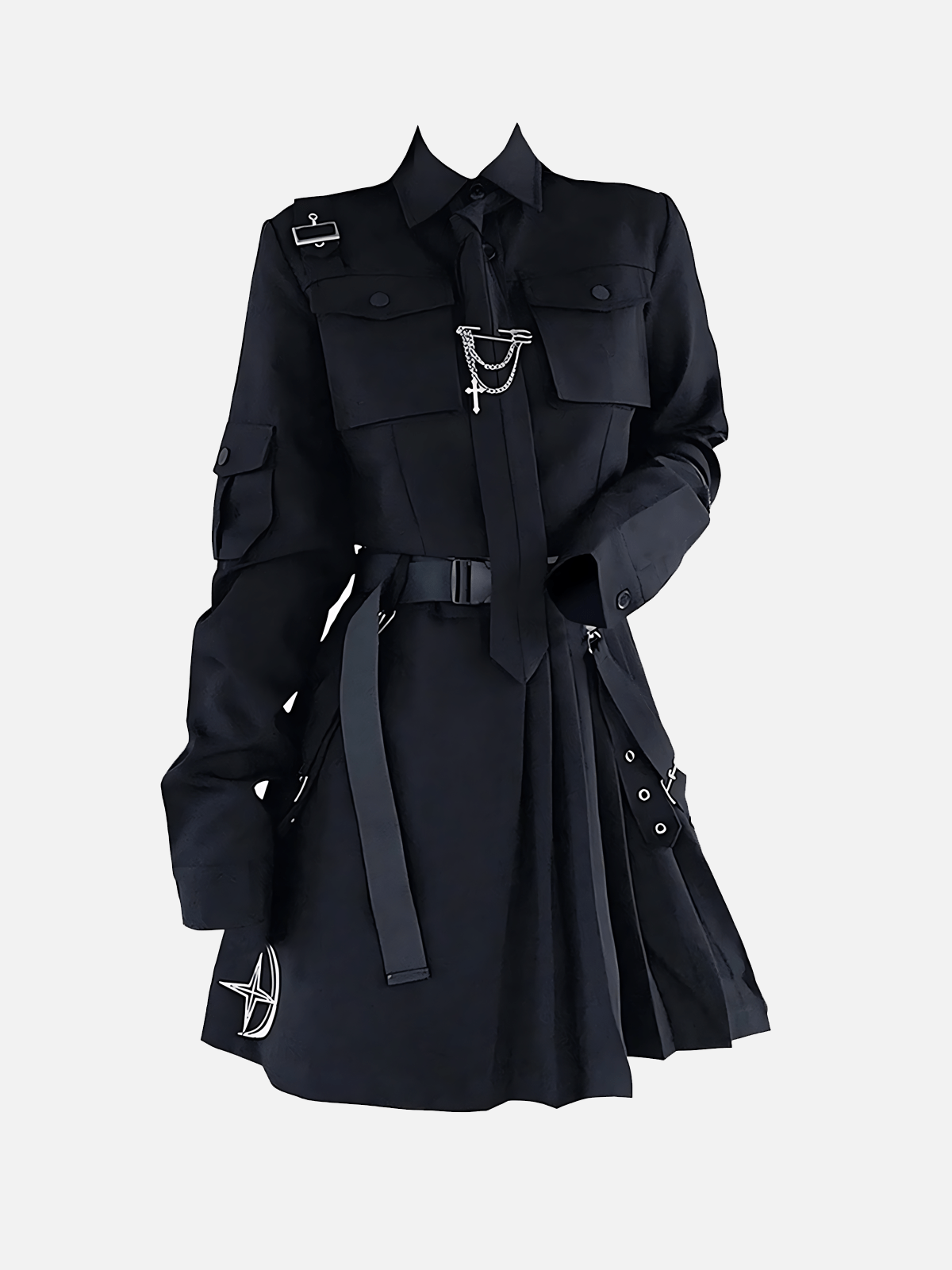 NEV Dark Gothic Exposed Waist Skirt Suit