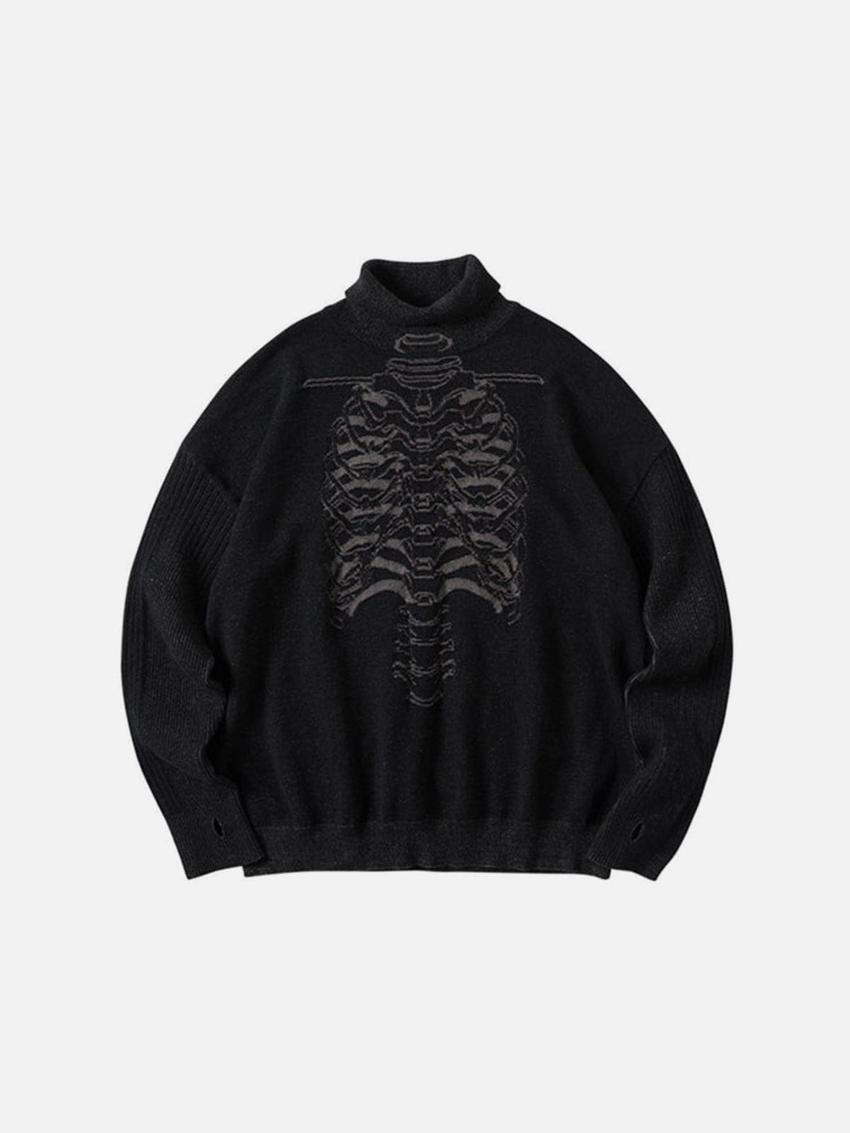 NEV Dark Mechanical Skeleton Print Knitted Sweater