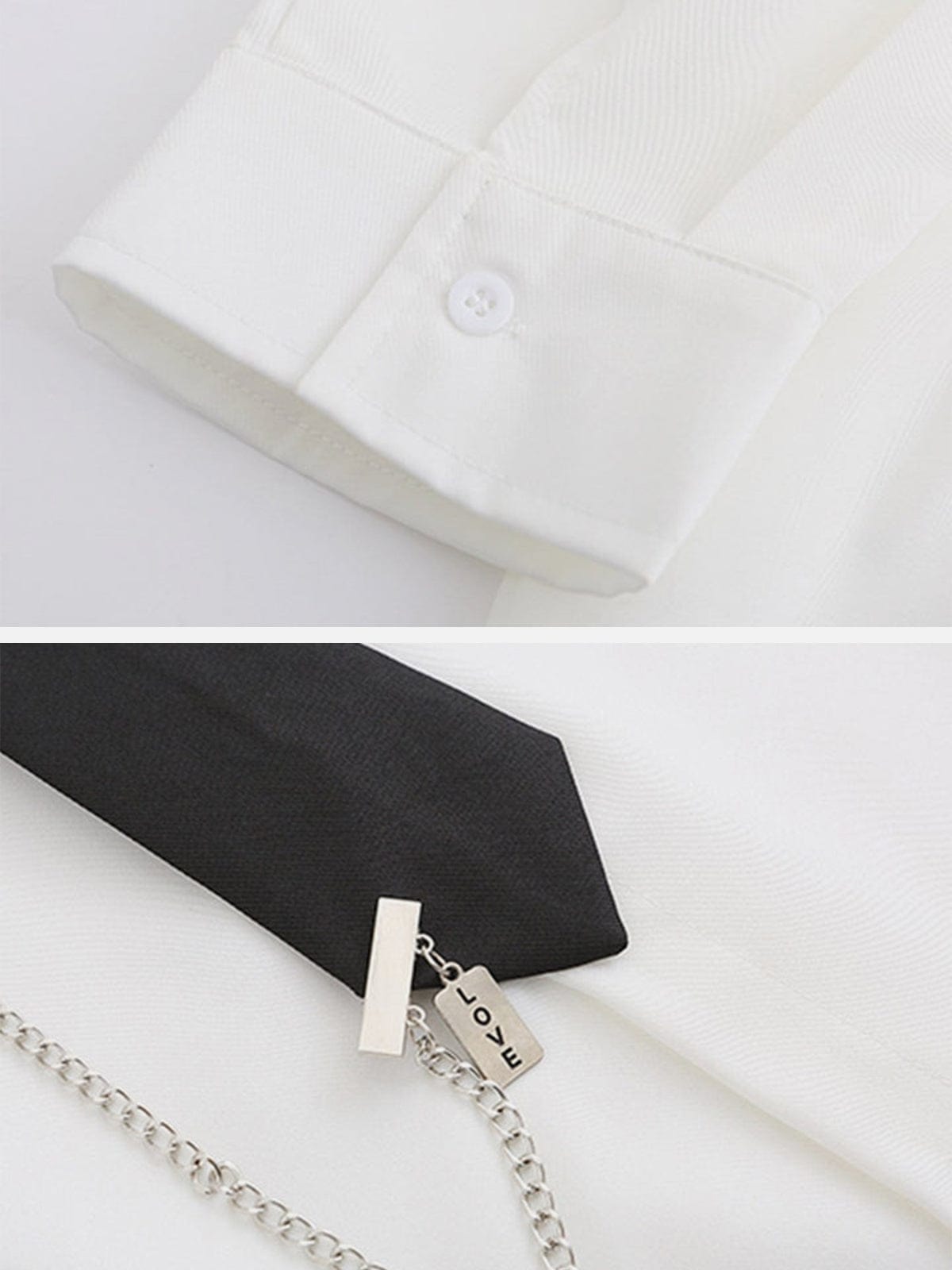 NEV Gothic Tie Chain Clip Short Sleeve Shirt