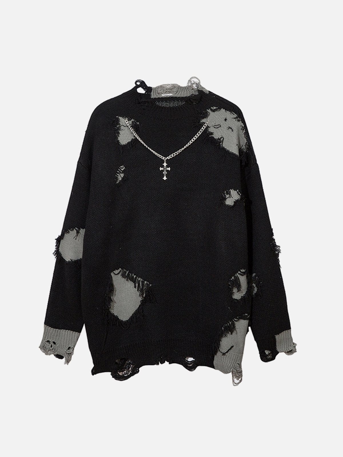 NEV Hole Crucifix Necklace Sweater