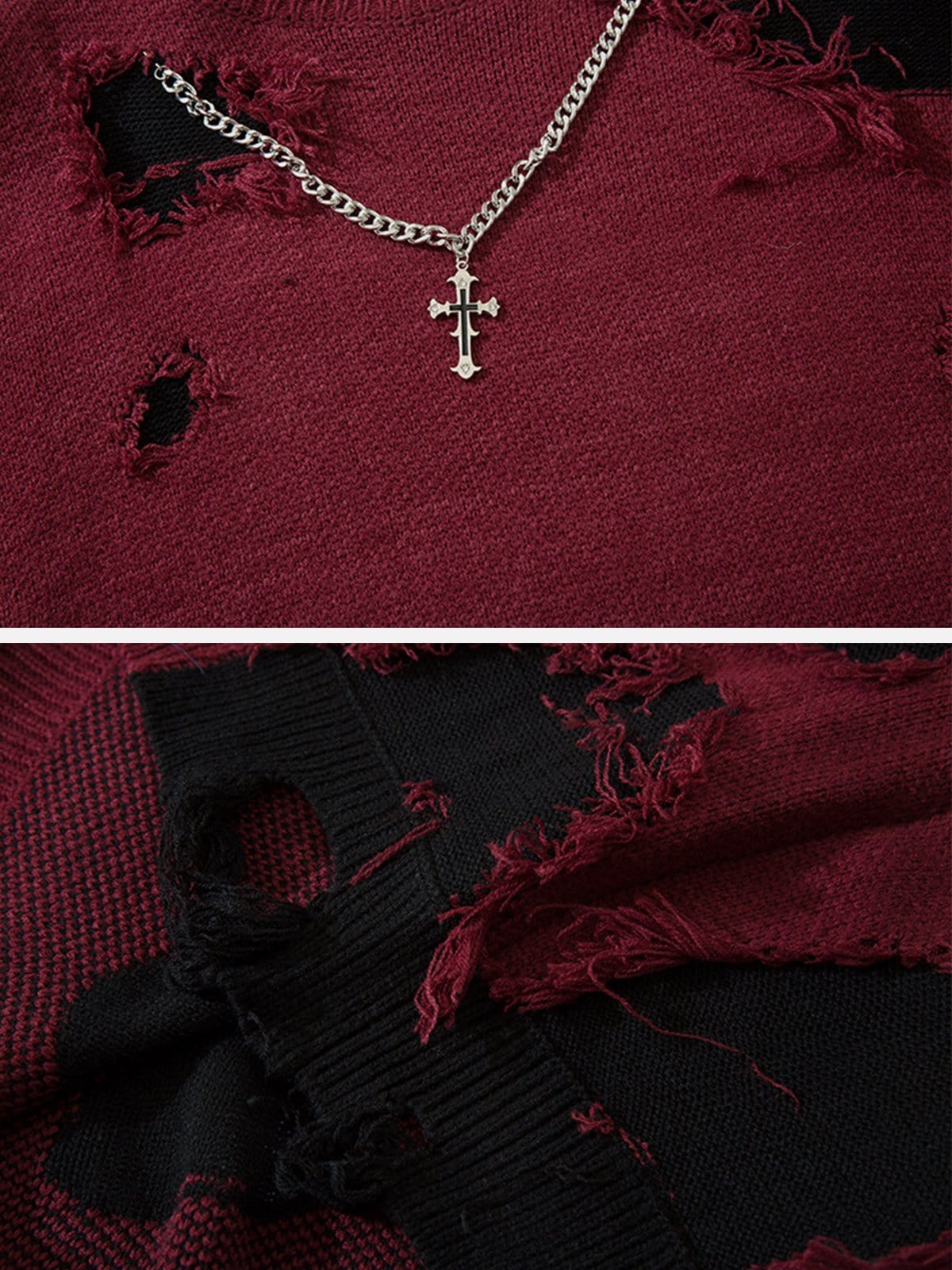 NEV Hole Crucifix Necklace Sweater